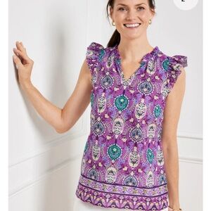 Talbots ruffle trim shell